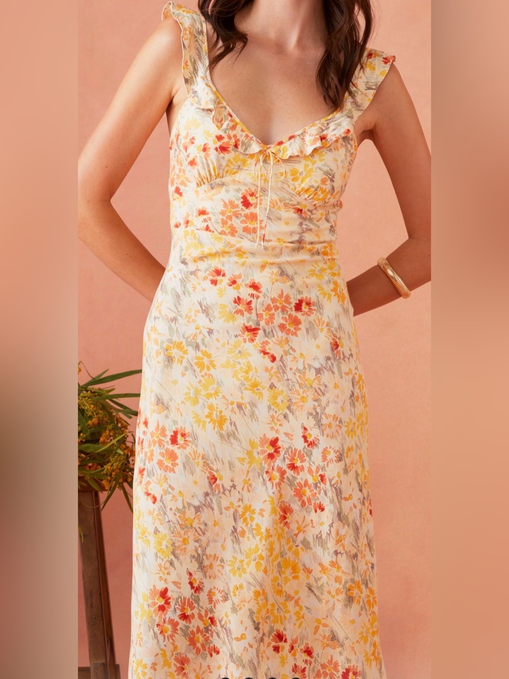 Faithfull The Brand Yvonne Floral Midi Dress Size M | Cottagecore Wedding Guest